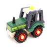 GREEN WOODEN TRACTOR WITH RUBBER WHEELS