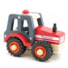 RED WOODEN TRACTOR WITH RUBBER WHEELS