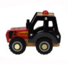 RED WOODEN TRACTOR WITH RUBBER WHEELS
