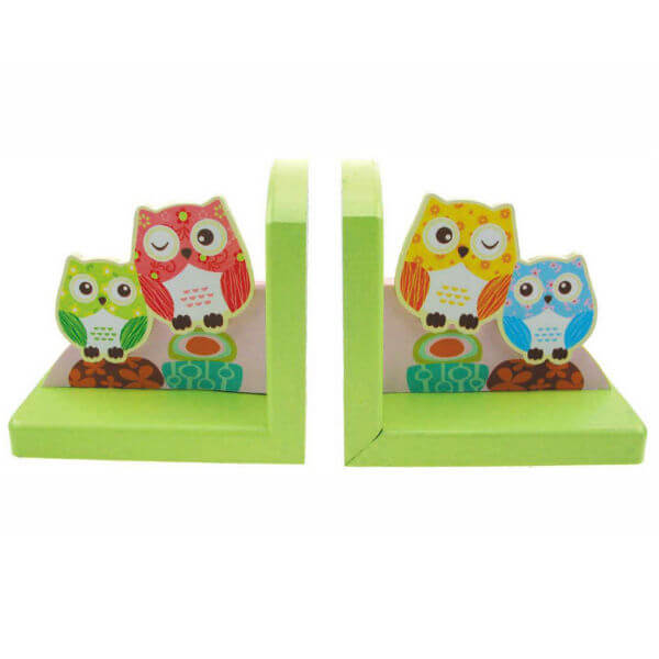 WOODEN OWL BOOKENDS