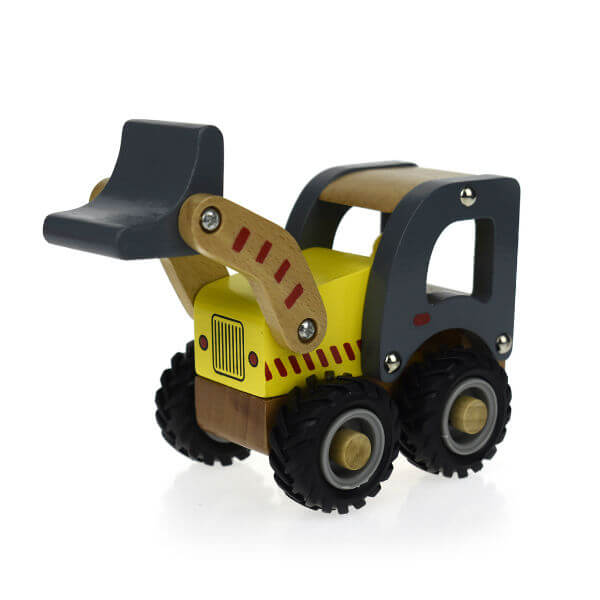WOODEN BOBCAT WITH RUBBER WHEELS