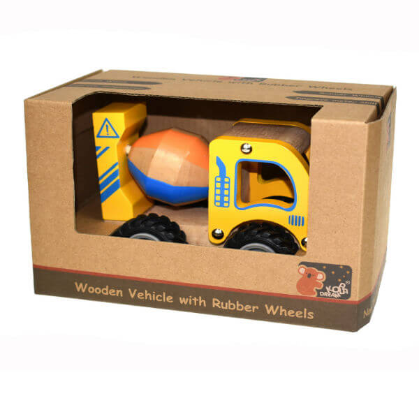 WOODEN CEMENT MIXER TRUCK WITH RUBBER WHEELS