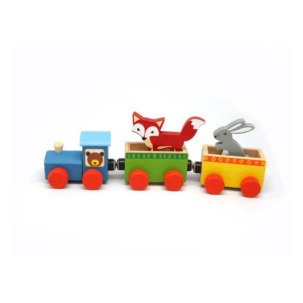 Baby Animals Wooden Trains Model Toy Magnetic Train Kids Education Toys Gifts AB 