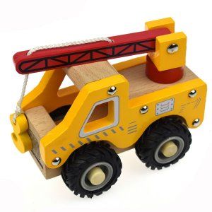 wooden crane truck with rubber wheels
