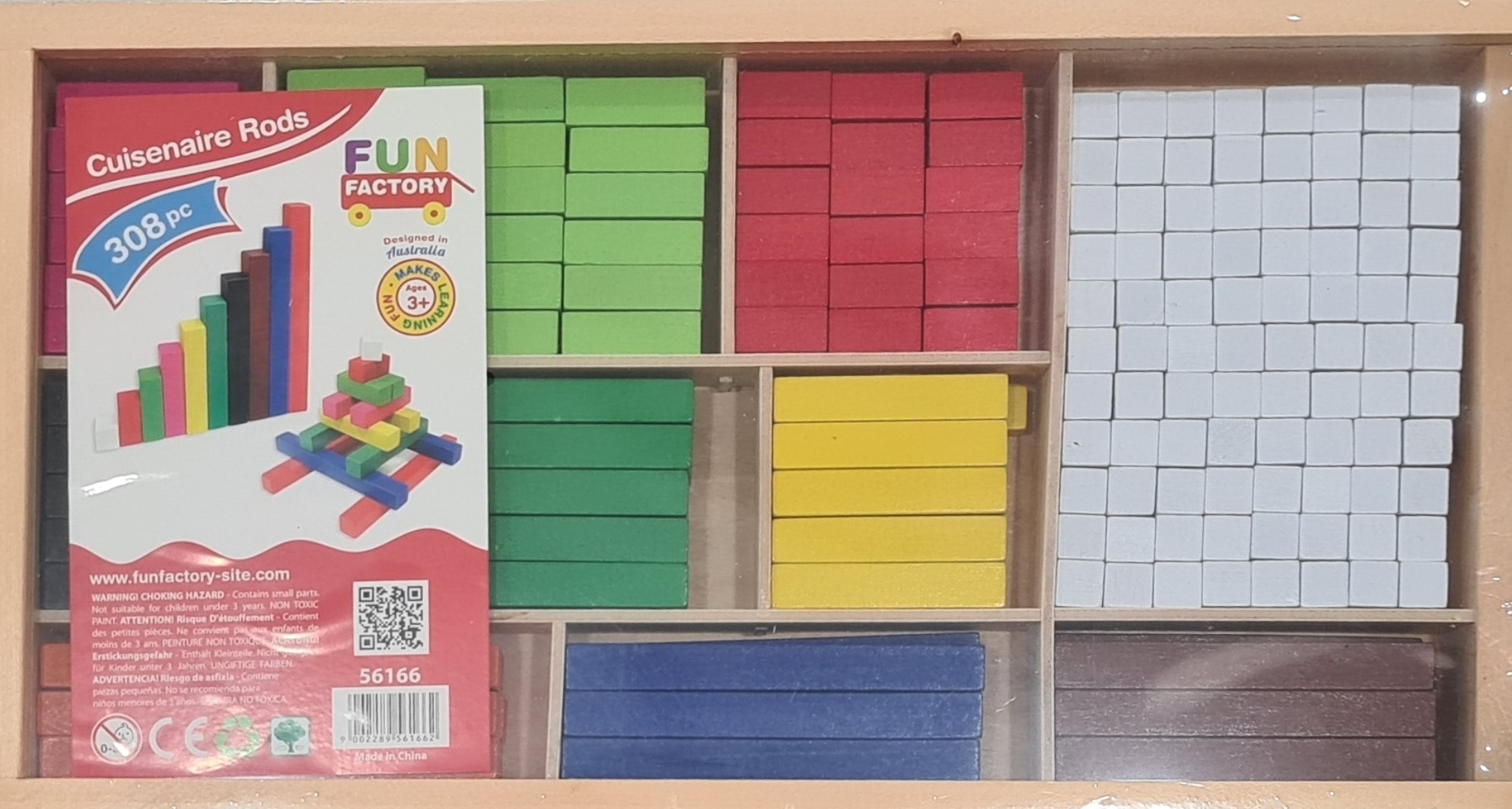 NEW IN BOX Wooden Cuisenaire Rods 308 Pieces Maths Aid