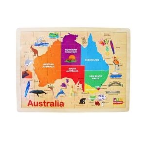 Explore Australian wildlife, geography and culture with the Large Australia Map Wooden Jigsaw Puzzle!