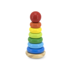 Build a colourful tower with the Wooden Rainbow Stacker!