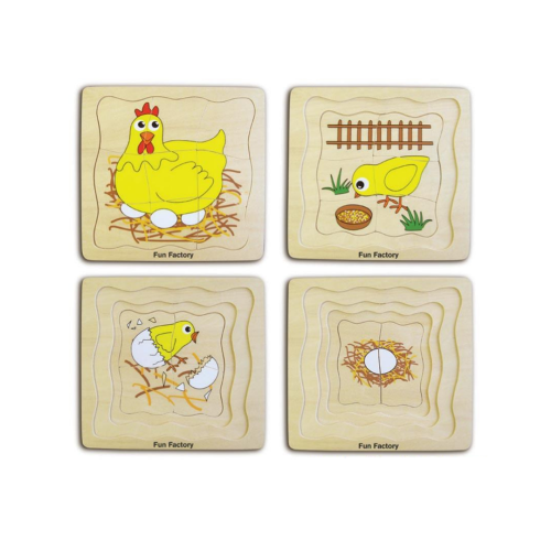 Learn the lifecycle of a chicken with the Wooden Chicken Layer Puzzle.