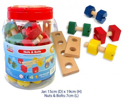 Wooden Nuts & Bolts in Jar