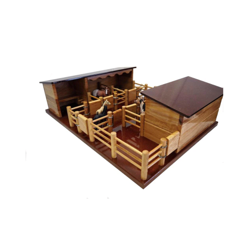 Pretend you are an equestrian with the 4 Horse Wooden Stables Playset