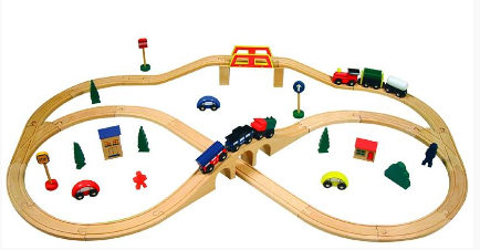 Build stations and tracks with the 49 Piece Train Set