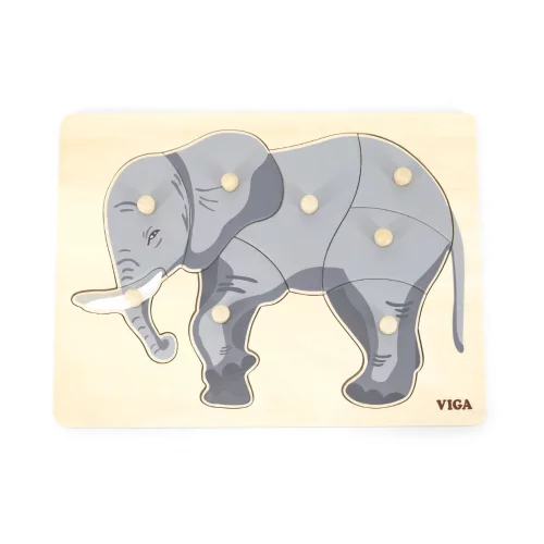 Try to solve the Montessori Elephant Peg Puzzle