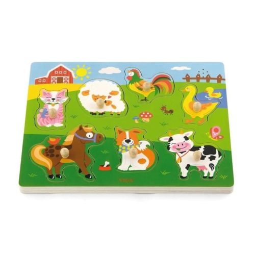 Listen and learn with the Farm Animal Sound Peg Puzzle