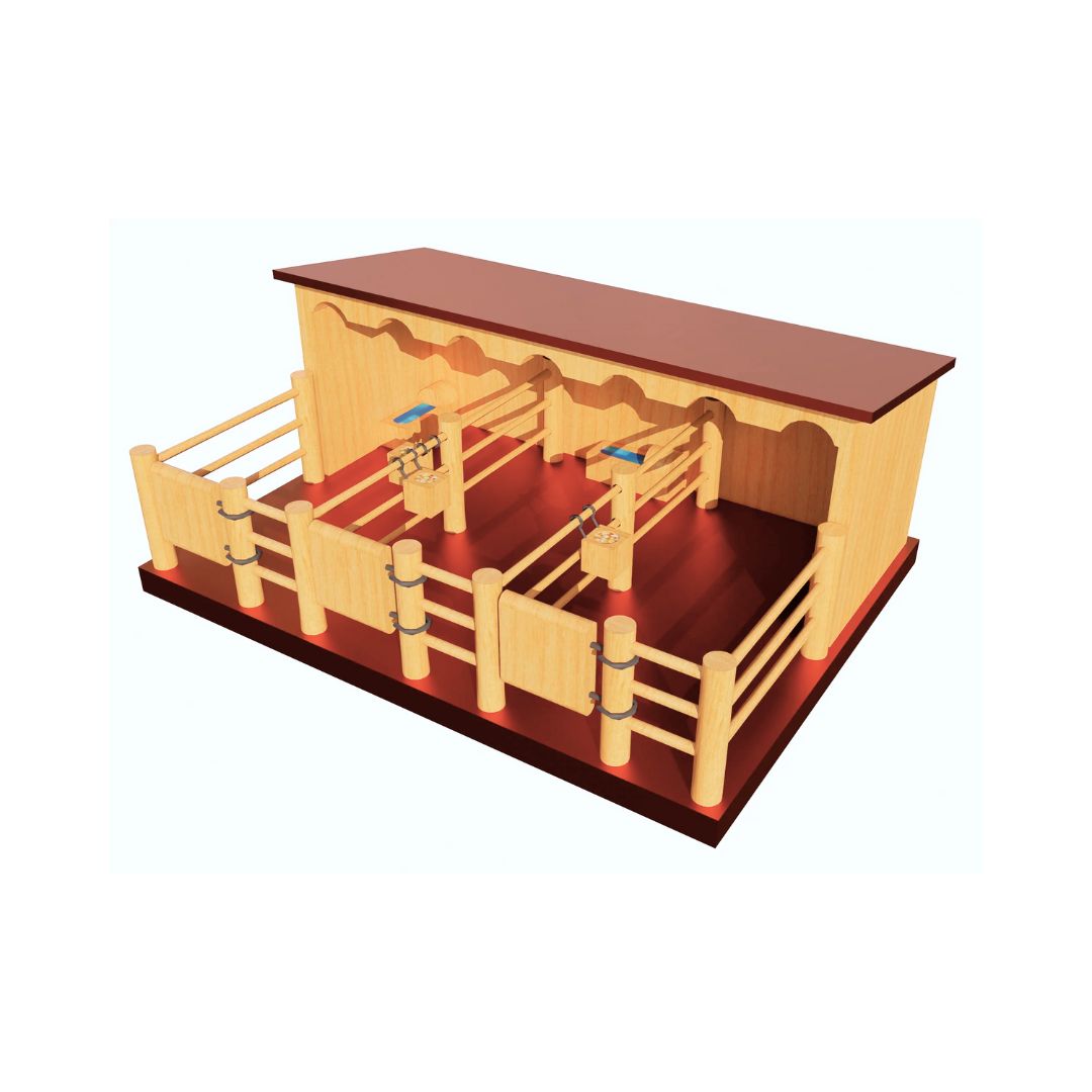 3 Horse Wooden Stables Playset - 2