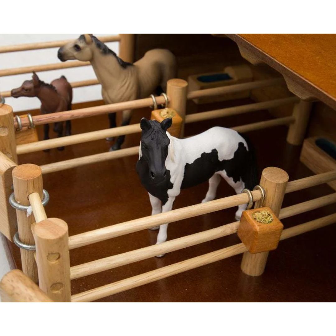 3 Horse Wooden Stables Playset - 3