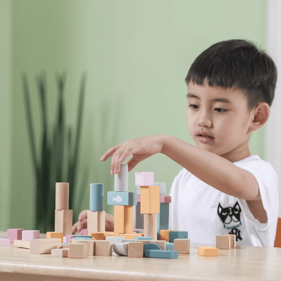 60 Piece Pastel Wooden Blocks - 3