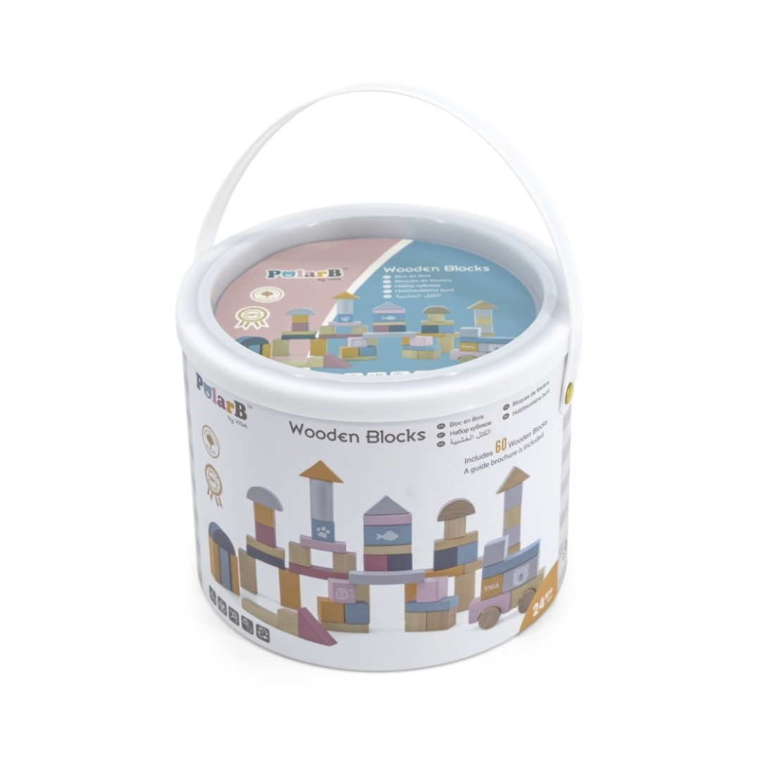 60 Piece Pastel Wooden Blocks - 4