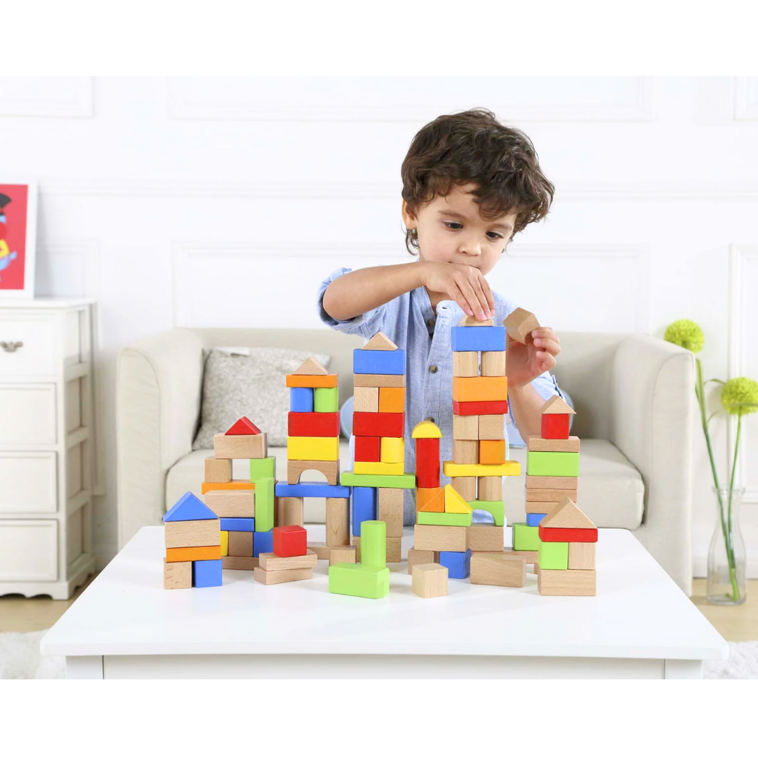Bucket of Wooden Blocks 100 Pcs - 4