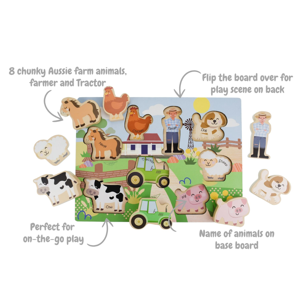 Chunky Wooden Australian Farm Puzzle (1)