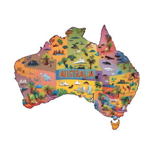 Colourful Australia Map 132Pc Timber Puzzle