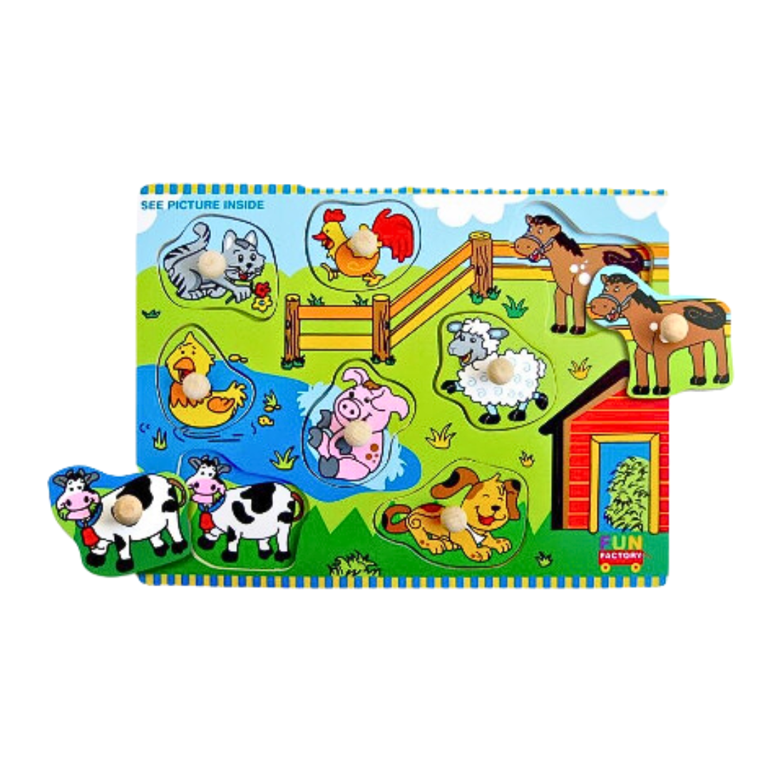 Farm Animal Wooden Peg Puzzle - 1