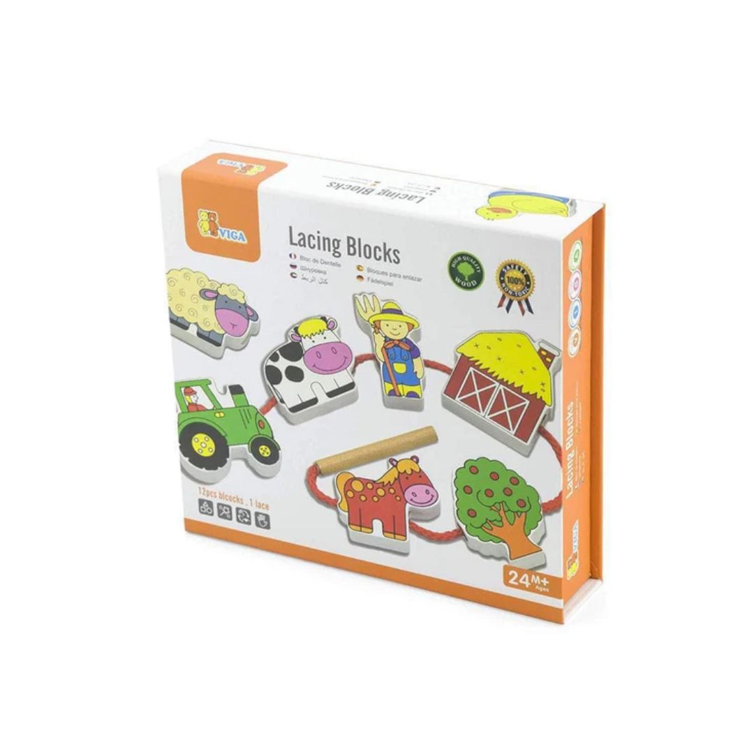 Lacing Blocks Farm Animals Box - 4