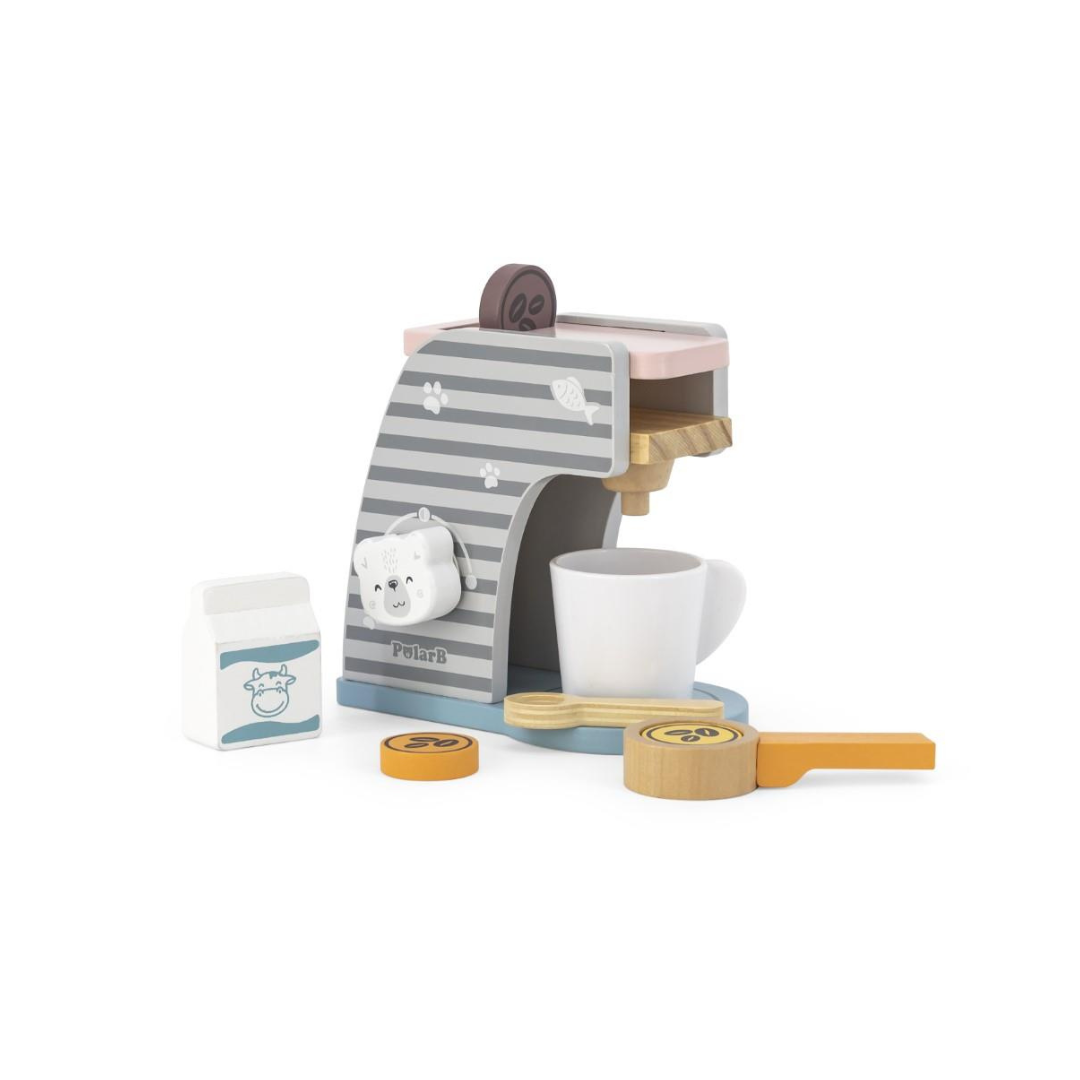 Pastel-Wooden-Coffee-Machine-1 Make a latte with the Pastel Wooden Coffee Machine set.