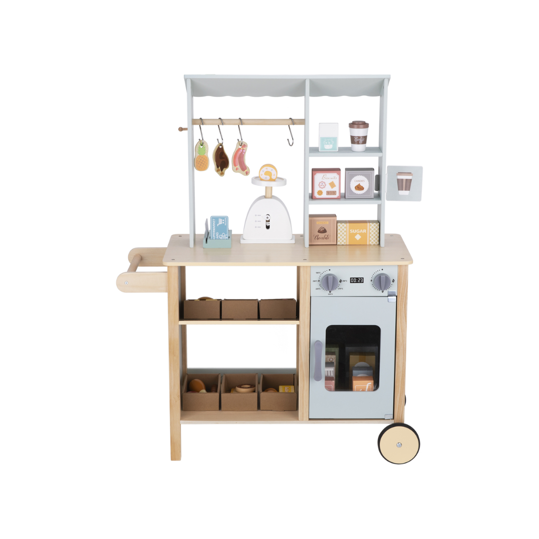 Wooden Grocery Store Stand on Wheels - 2