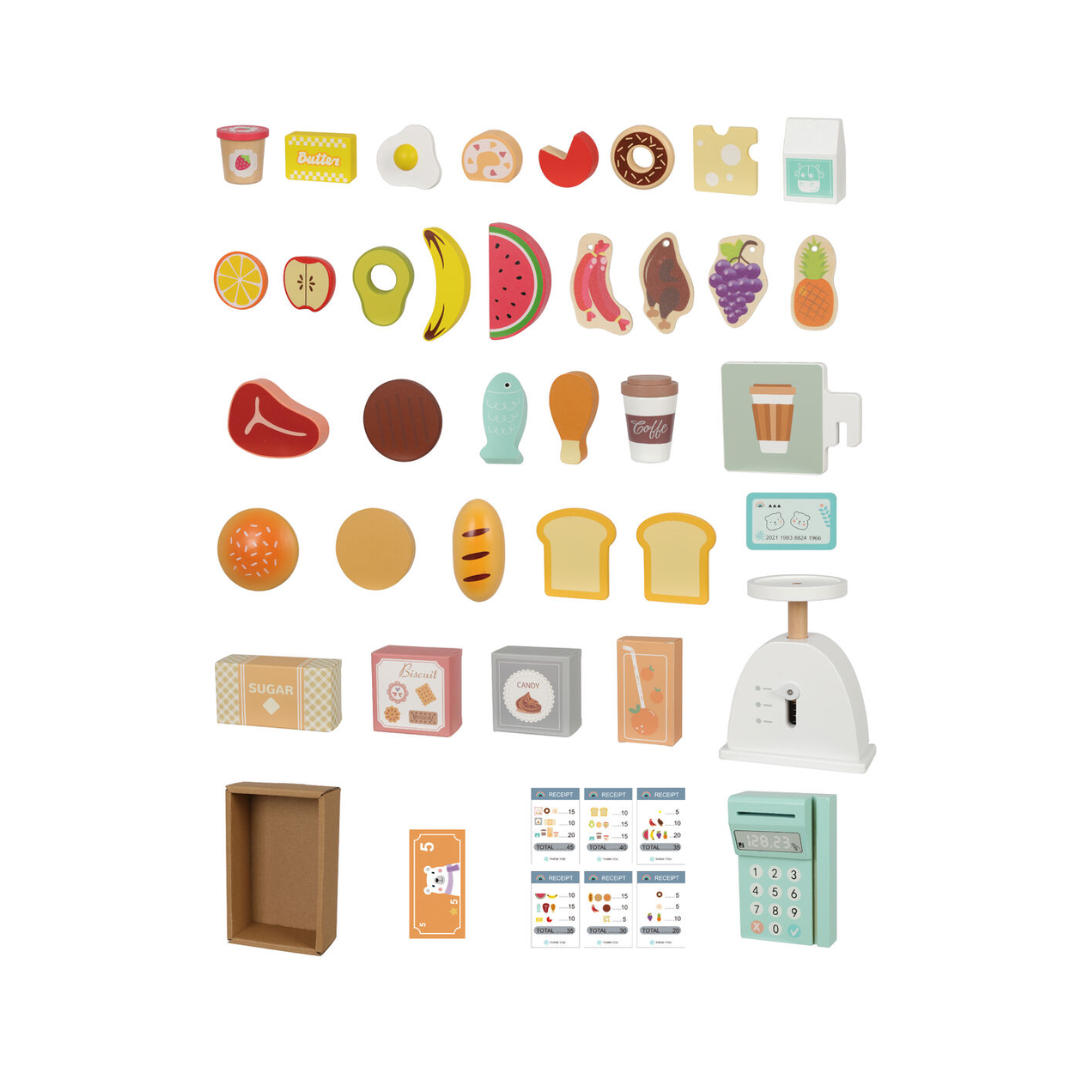 Wooden Grocery Store Stand on Wheels - 4