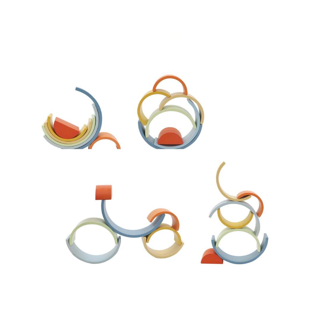 Wooden Rust & Denim Stacking Rainbow - 2