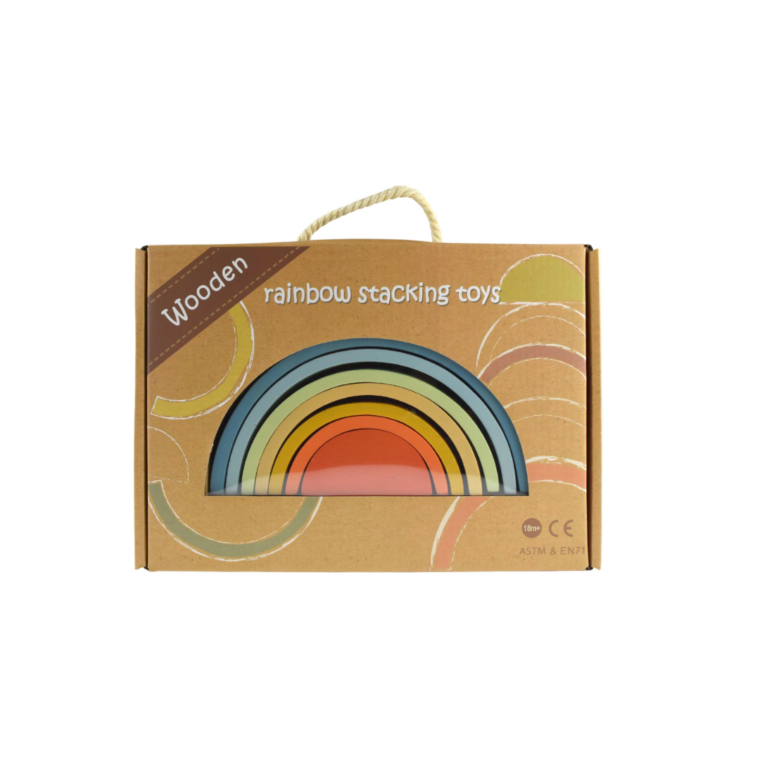 Wooden Rust & Denim Stacking Rainbow - 4