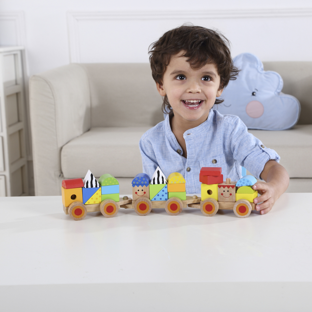 Wooden Train with Colourful Blocks - 3