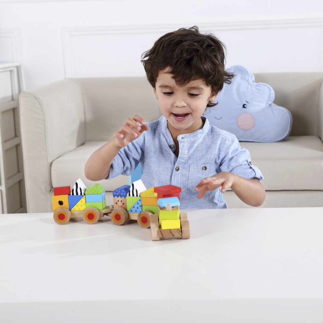 Wooden Train with Colourful Blocks - 5